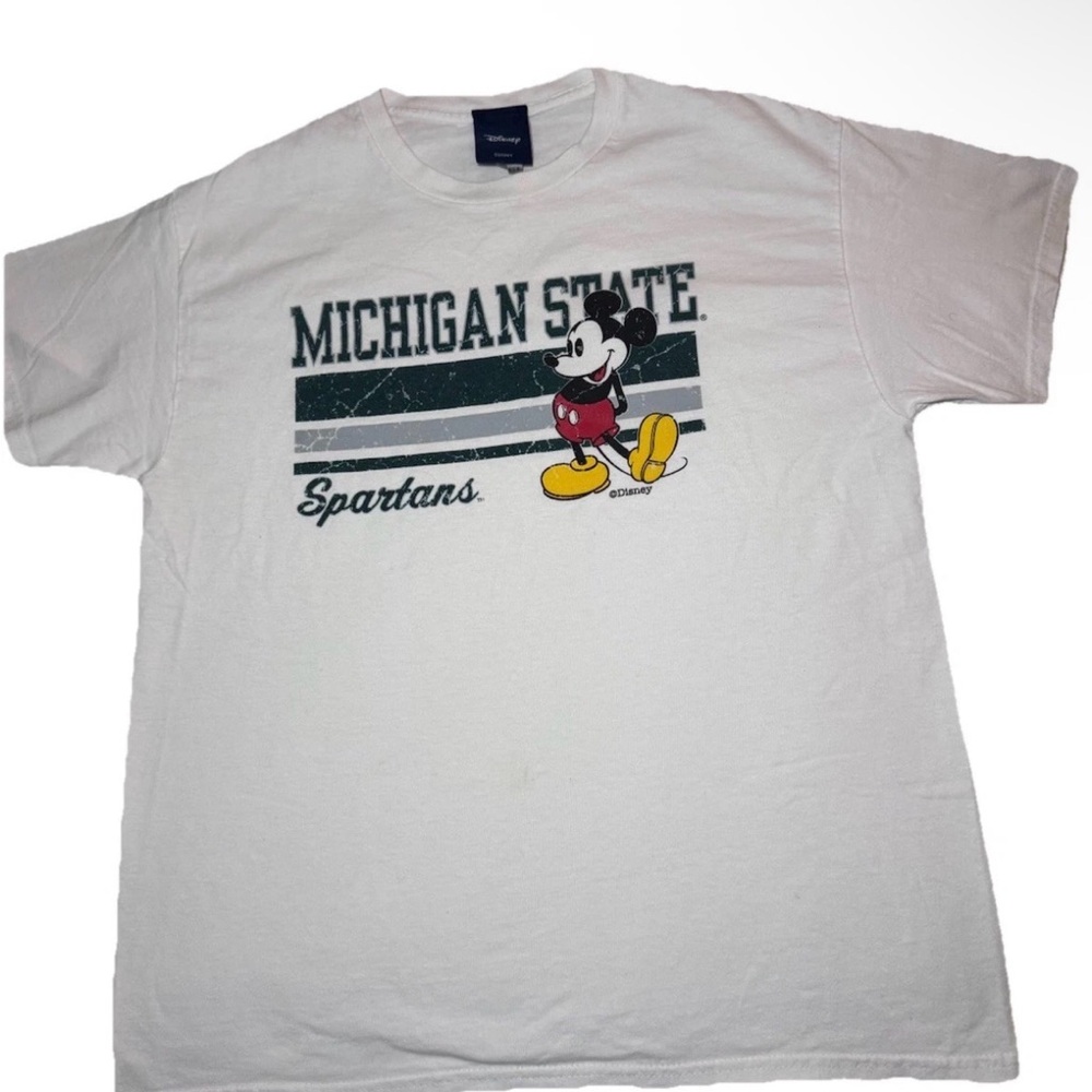 Blue 84 White Michigan State Spartans Tee with Mickey Graphic
